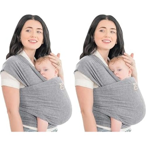 KeaBabies Baby Wrap Carrier - All in 1 Original Baby Carrier Newborn to Toddler Sling, Easy to Wear, Hands Free Bonding, Lightweight, Breathable Infant Wraps (Classic Gray) (Pack of 2)