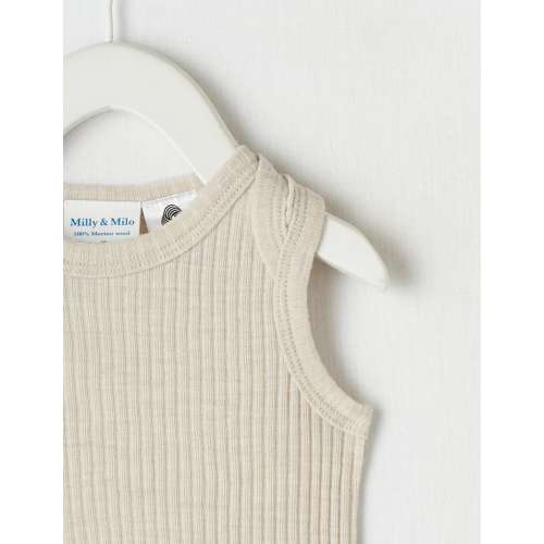 Milly & Milo Sleeveless Rib Bodysuit, Oat Marle