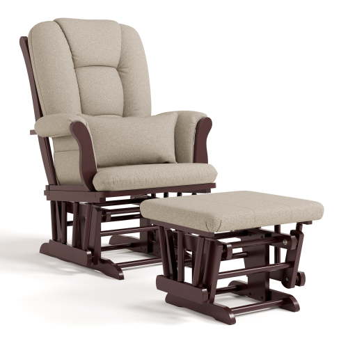 Storkcraft Tuscany Infant Nursery Glider & Ottoman Espresso with Taupe Swirl