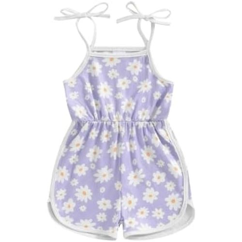 WZTYYDS Toddler Baby Girl Summer Clothes Floral Romper Tie-Up Strap Halter Jumpsuit Infant Summer Sling Playsuit 6M-3T