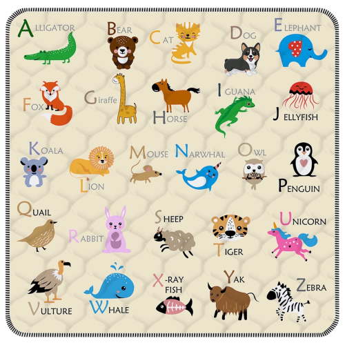 FUGWU Baby Play Mat for Floor, Fits 47x47 Playpen, Non-Slip & Soft Crawling Mat for Infants (Beige Animal)