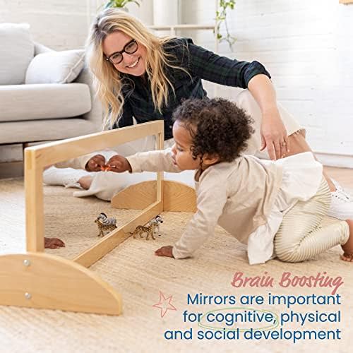 ECR4Kids Double-Sided Wooden Bi-Directional Mirror, Montessori, Natural