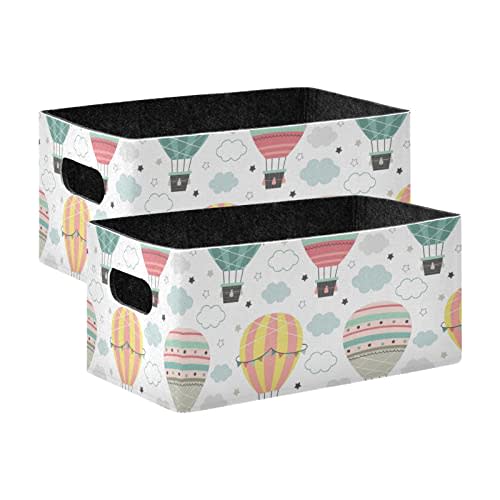 Emelivor Hot Air Balloon Collapsible Storage Bins Set (2pcs) with Dual Handles - Foldable Storage Baskets for Nursery , Kids Room, Clothes, Towels, Magazines
