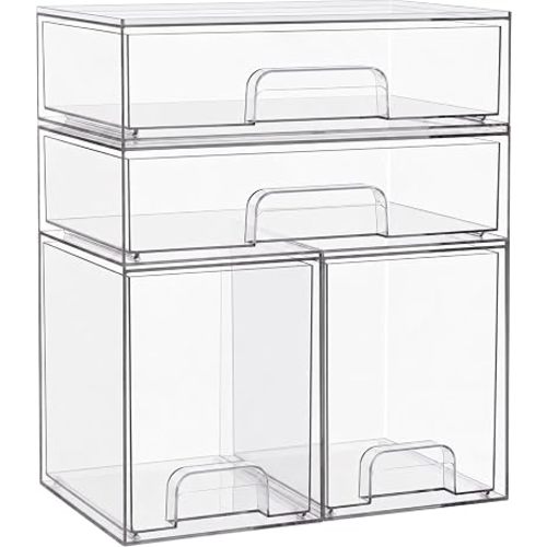 Baby Bottle Organizer for Countertop, 4 Stackable Storage Drawers