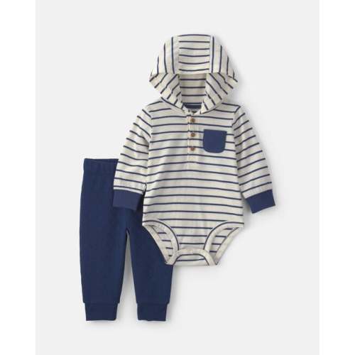 Baby Boy 2-Piece Striped Long-Sleeve Bodysuit & Pant Set - Navy Blue | Carter's