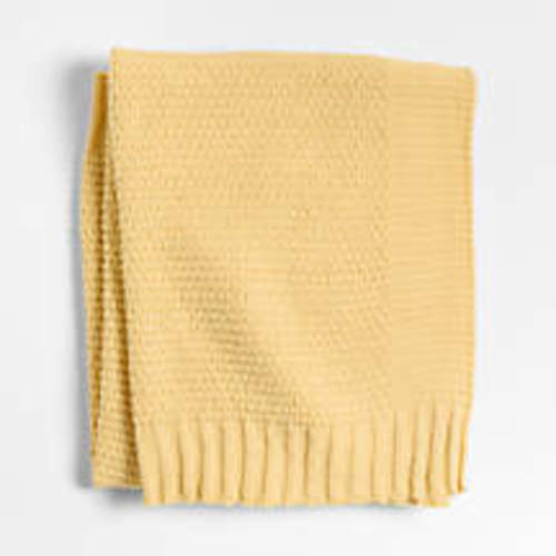 Bubble Knit Straw Yellow Recycled Baby Stroller Blanket