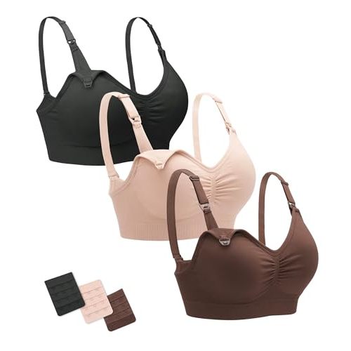 Stelle Nursing Bras Maternity Bra for Breastfeeding Pregnancy Wireless Bralette with Pads, Extenders & Clips