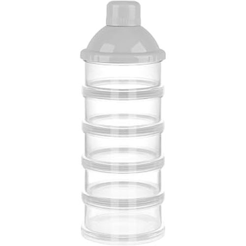 Accmor Formula Dispenser On The Go, 5 Compartments Stackable Formula Container for Travel, Baby Milk Powder Kids Snack Container, BPA Free