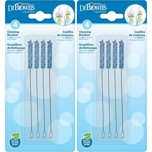 Dr. Brown's Anti-Colic Options+ Vent/Reservoir Cleaning Brush, BPA-Free, Blue, 8 Count, 2-Pack