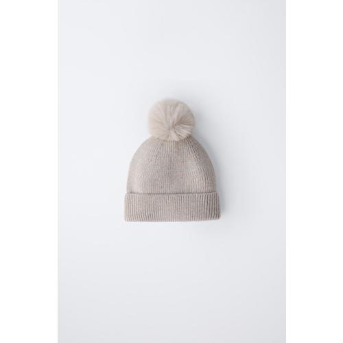 KNIT POMPOM HAT - Sand | ZARA United States