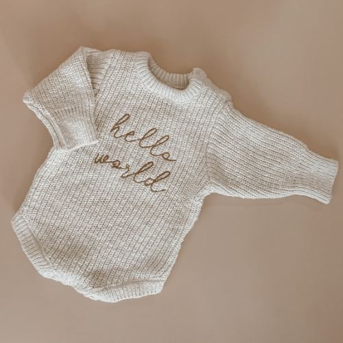 Hello World Chunky Knit Romper Honey Romper Only - Etsy