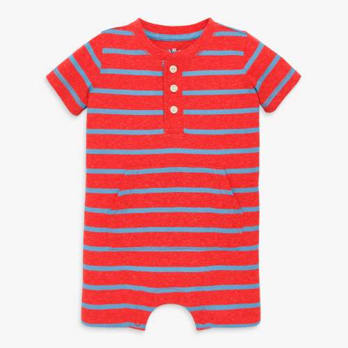 Baby heathered henley shortie in stripe | Primary.com