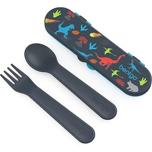 Bentgo Kids Plastic Utensil Set with Fork, Spoon, & Storage Case