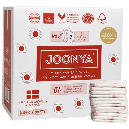 Joonya Nappies - 6 Bag Cartons - Size Size 2 - S (3-6kg) - 6 Bags of 30 (180)