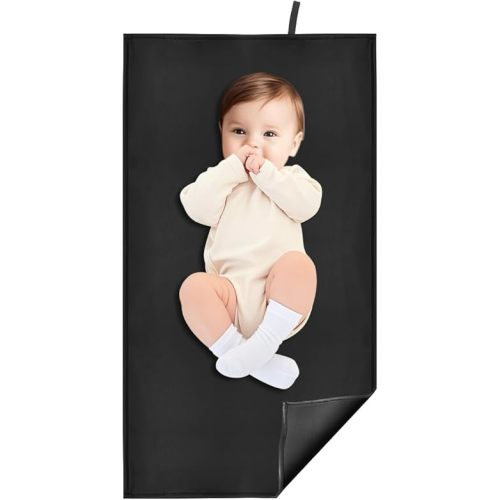 Wipeable Changing Pad for Baby, Black Diaper Changing Mat for Baby Travel or Home, Foldable Mat Fits Perfectly in Diaper Bag (67-18)