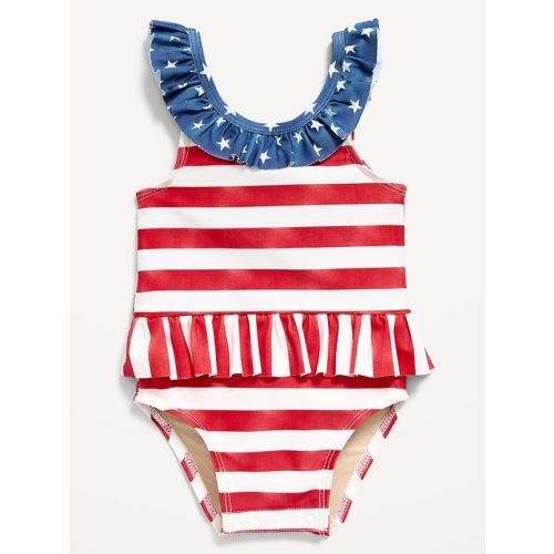 Printed Ruffle-Trim One-Piece Swimsuit for Baby