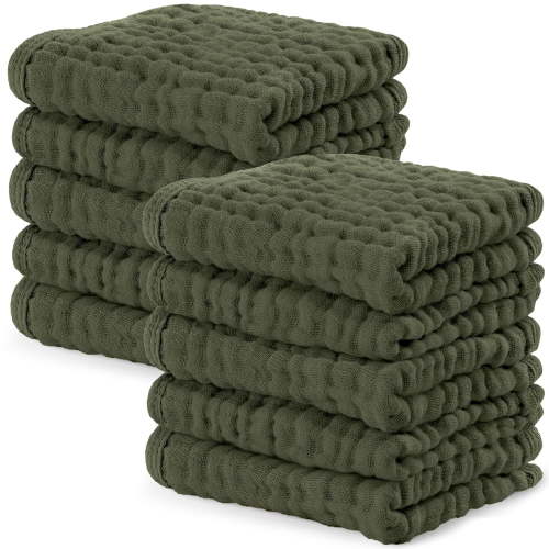 Baby Washcloths 6 Pack - Soft 6-Layer Cotton Wash Cloths for Sensitive Skin - 10"x10" Large, Gentle, Absorbent Infant Essentials for Newborn and Toddlers - Multi Boy