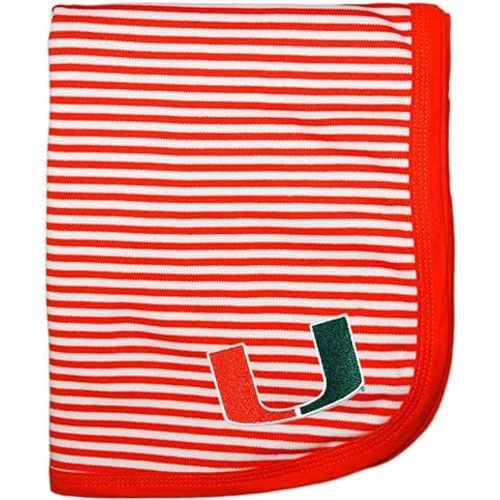 Creative Knitwear Miami Hurricanes Striped Baby and Toddler Blanket