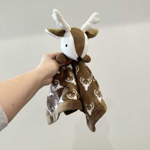 RARE Lovey Deer  Levtex Plush Security Baby Blanket Buck BIG EARS Brown 16"
