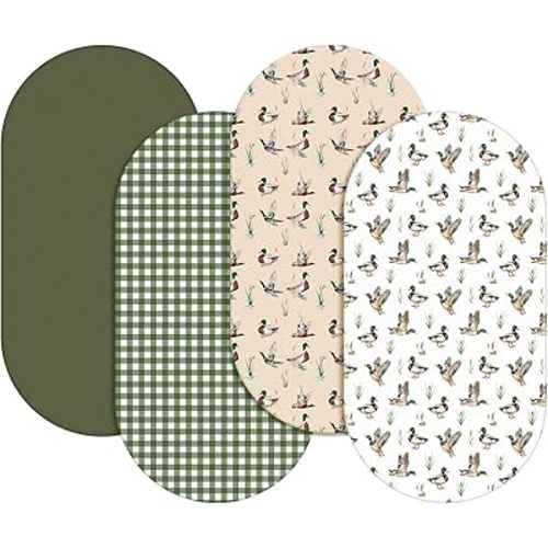 VitalCozy 4 Pcs Mallard Duck Bassinet Sheets 32 x 16 x 3 Inches Sheets for Standard Bed Toddler Mattresses Soft Breathable Cute Print Newborn Bedding for Girl Boys(Mallard Duck)