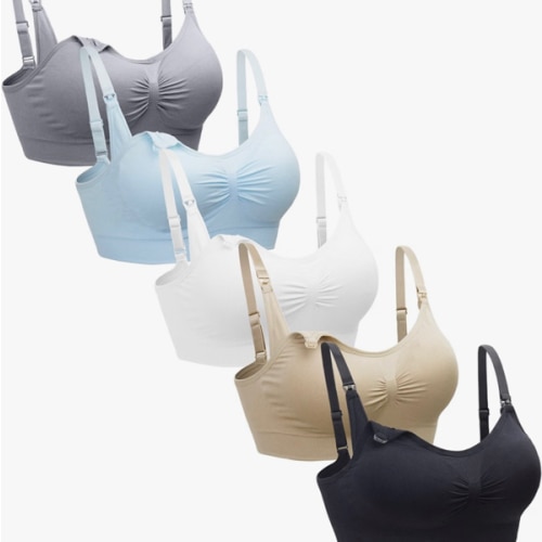 Suekaphin 5PACK Nursing Bra Wireless Bra Women's Sleeping Maternity Bra Breastfeeding Bra