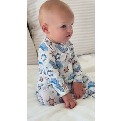 Rodeo Dreams Zipper Footie | Blue