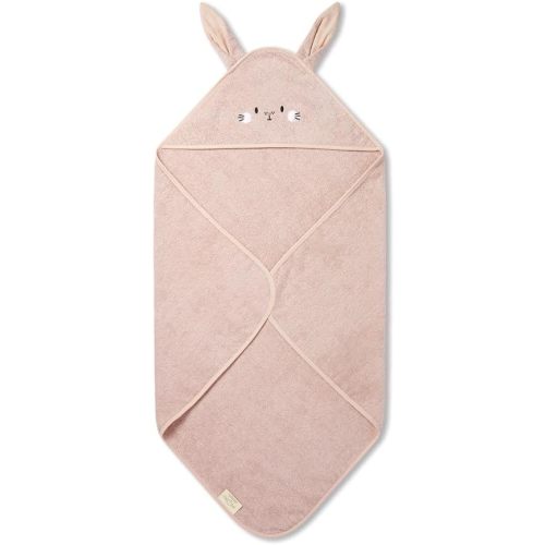 MORI Baby Hooded Bath Towel with Bunny Design in Blush - Unisex Soft Cotton Wrap Cloth for Infants and Newborns - 30 x 30”
