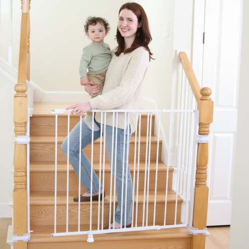 Regalo Extra Tall and Wide 2-in-1 Stairway and Hallway Baby Gate, White