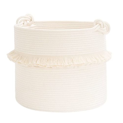 CherryNow Large Woven Storage Baskets – 16'' x 13'' Cotton Rope Decorative Hamper for Nursery, Toys, Blankets, and Laundry, Cute Tassel Nursery Decor - Home Storage Container Off-white