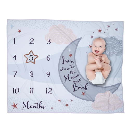 Lambs & Ivy Goodnight Moon Milestone Photo Opportunity Soft Fleece Baby Blanket