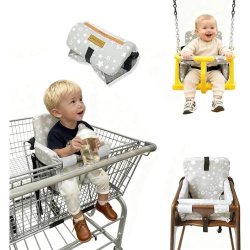 3in1 Shopping Cart Cover for Baby High Chair Cover CPC Certified Grey Star