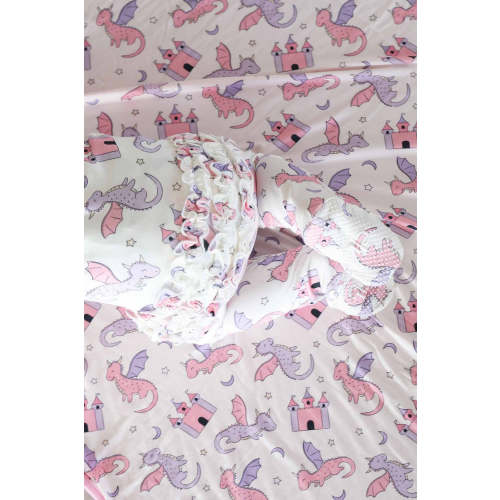 Dragon Adventure Ruffle Zipper Footie | Pink