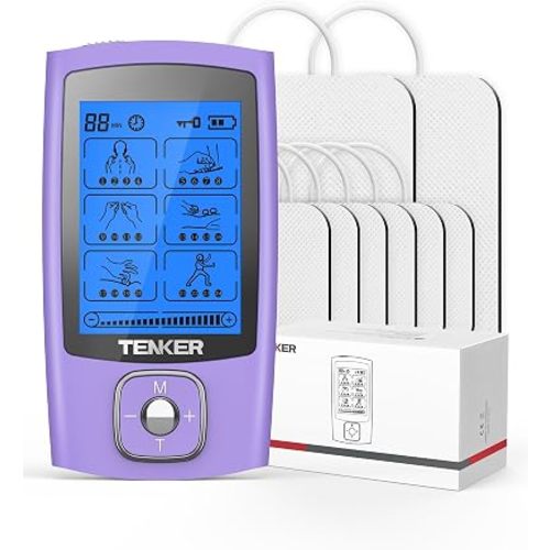 24 Modes TENS Unit Muscle Stimulator for Pain Relief, Rechargeable TENS Machine, Drug-Free Pain Relief for Shoulder, Back, Sciatica, Muscle, Physical Therapy, 8pcs 2" and 2"x4" Electrode Pads
