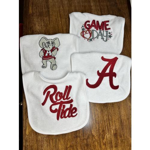 Set of 4 Alabama baby bibs