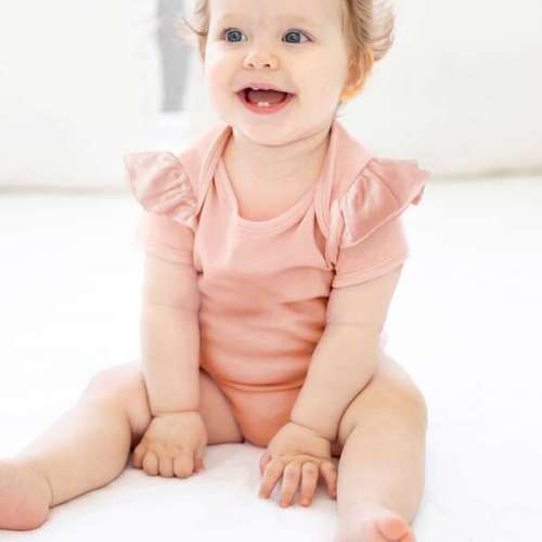 Rory Ruffle Shoulder Short Sleeve Bodysuit, 5 Pack, Pink Sunrise - butterblu | Maisonette