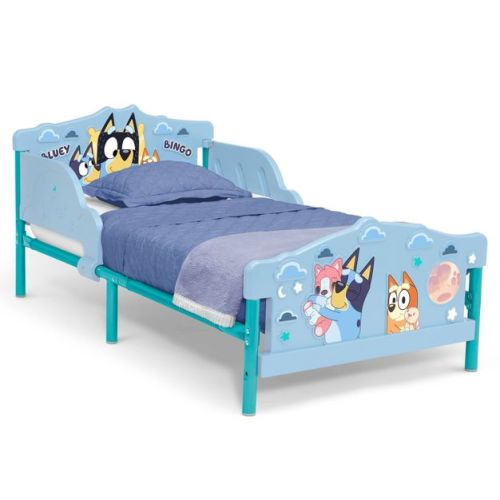 Delta Children 3D Toddler Bed - Bluey: Built-In Headboard Storage, No Box Spring Required