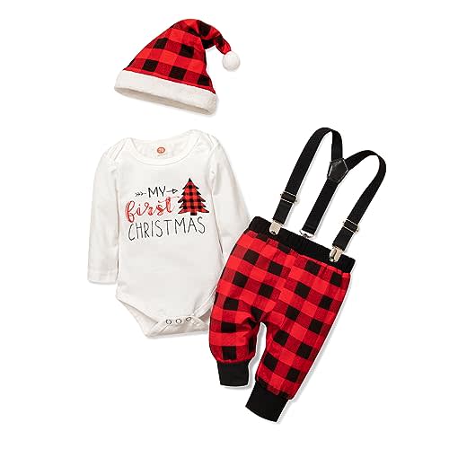 Baby Girl Boy Christmas Outfit My 1st Christmas 0-18 Months Infant Clothes 4 Pcs Set