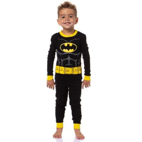 INTIMO DC Comics Toddler Boys' Superhero Tight Fit Sleep Pajama Set (Batman, 3T) Black