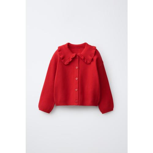 RUFFLED PETER PAN COLLAR CARDIGAN - Sand / Marl | ZARA United States
