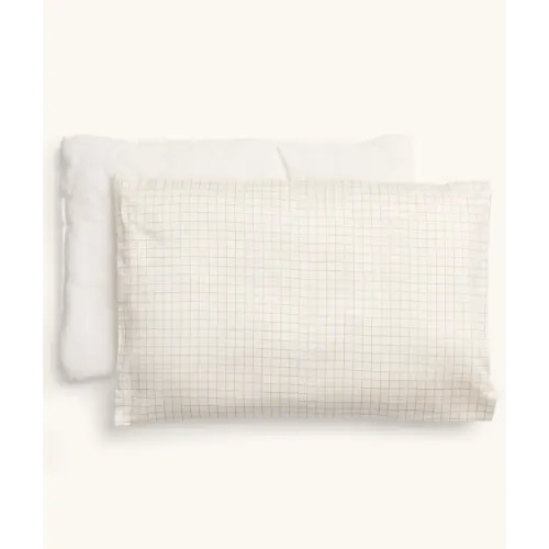 Organic Toddler Pillow with Pillowcase Caramel Grid