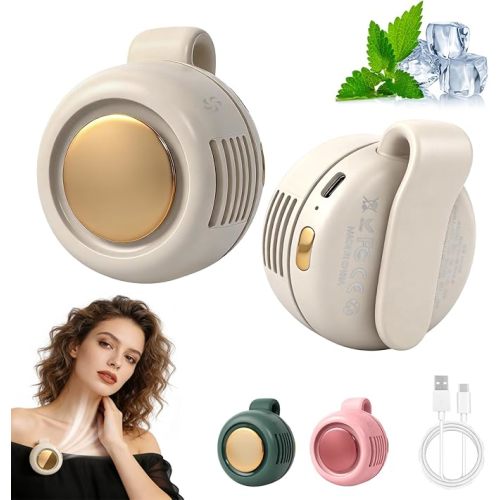 hepanio Portable Silent Mini Bladeless Fan Clip On,3 Speeds Clip-On Fans For Shirt,Small Clips Fanmini Whirlwind Fans For Waist Clips Suitable For Outdoor & Travel & Office (White)