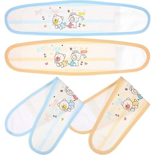 Healifty 4 Pcs Baby Belly Button Band: Double-Layer Cotton Infant Belly Bands, Umbilical Cord Navel Belt for Newborn Baby (Mixed Colors)
