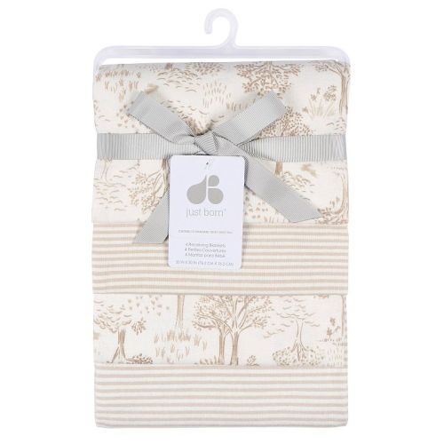 Just Born Baby 4 Pack Cotton Flannel Blankets
