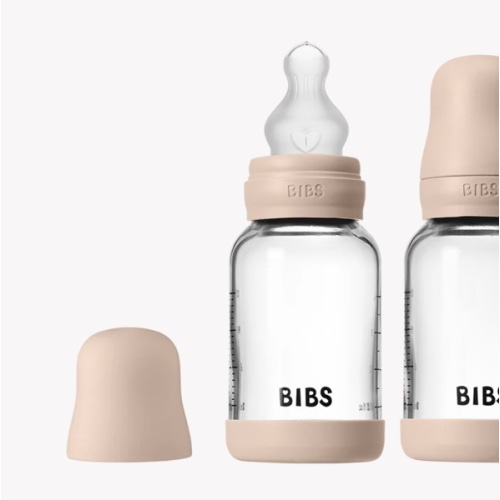 BIBS Glass Baby Bottle 4oz Silicone 2-Pack Blush | Slow Flow – Bibsworld store US