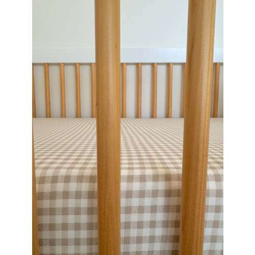 Stretch Crib Sheet, Tan Gingham