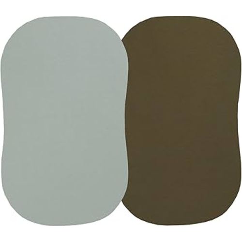 100% Organic Cotton Bassinet Sheets Compatiable with Halo Bassinest Swivel Sleeper, Jersey Knit Fitted Sheets for Baby Boys and Girls, 2 Pack, Olive and Sage