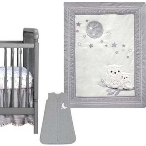 Luna Celestial Owl 4-Piece Nursery Baby Crib Bedding Set