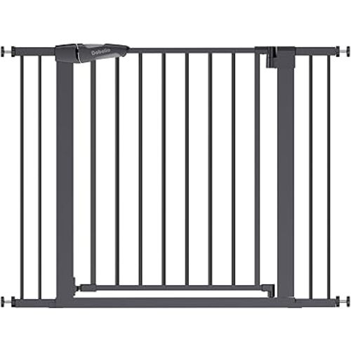 Babelio Baby Gate, 29-43" Auto-Close Easy Install Pet Gate, PressGuard P7 Extra Wide Walk Thru Child Safety Gate, 30" Tall Pressure-Mounted Metal Dog Gate for Doorways & Stairs, Black