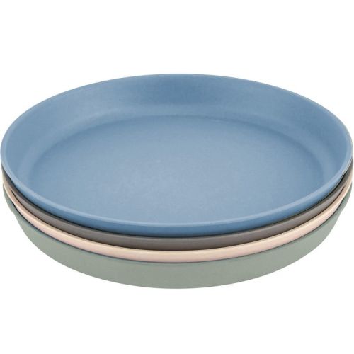 WeeSprout Bamboo Plates, Kid-Sized, Bamboo Plates for Kids - Without Lids, Set of 4 (Blue, Green, Gray, & Beige)