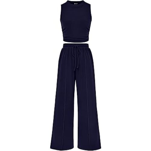 PRETTYGARDEN 2 Piece Sets for Women Summer Casual 2026 Spring Sleeveless Tank Ribbed Travel Vacation Lounge Wear Outfits